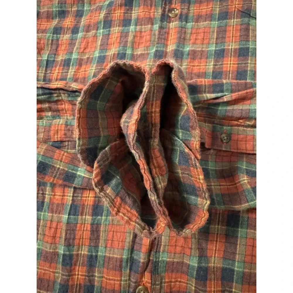 J Crew‎ Shirt Men Extra Large Red Check Slim Fit Brushed Twill Button Up